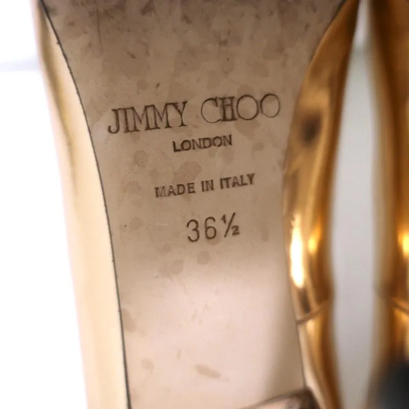 Jimmy Choo Abel Escarpins en Cuir Mirroir Or Rose Taille 36.5 à Bout Pointu Talons