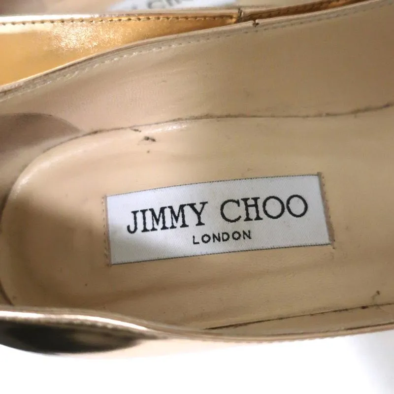 Jimmy Choo Abel Escarpins en Cuir Mirroir Or Rose Taille 36.5 à Bout Pointu Talons