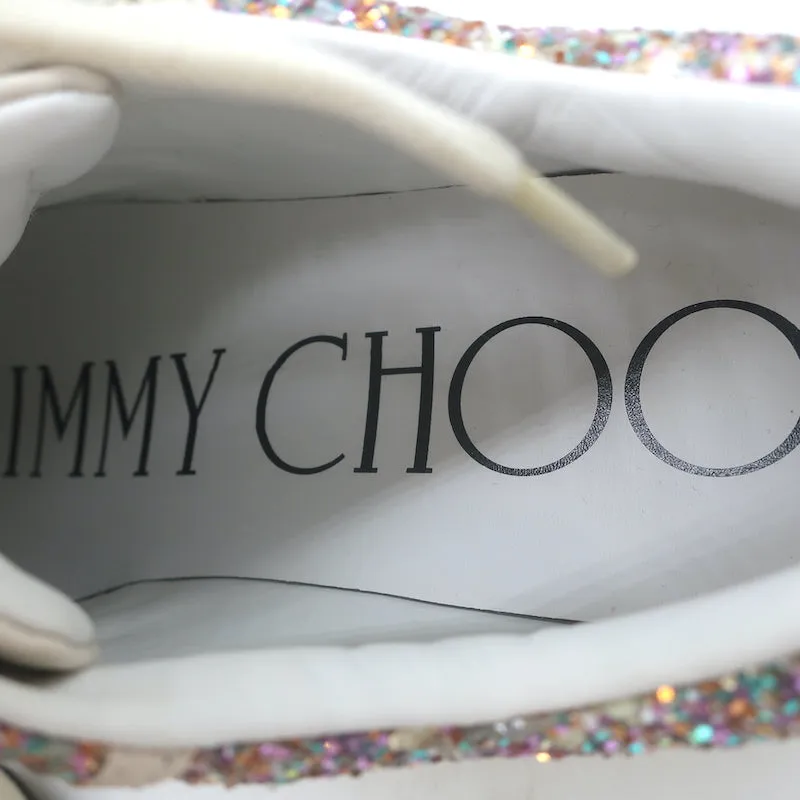 Jimmy Choo Hawaii Chaussures Basses à Paillettes Fluorescentes Rose/Blanc Taille 38