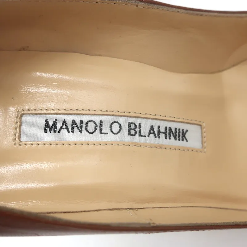 Escarpins Manolo Blahnik BB 105 en cuir marron taille 36 à bout pointu et talons