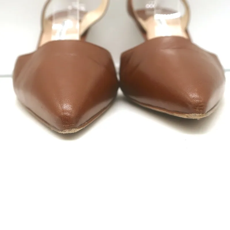 Manolo Blahnik Carolyne 90 Escarpins à Bride Arrière Cuir Marron Taille 42