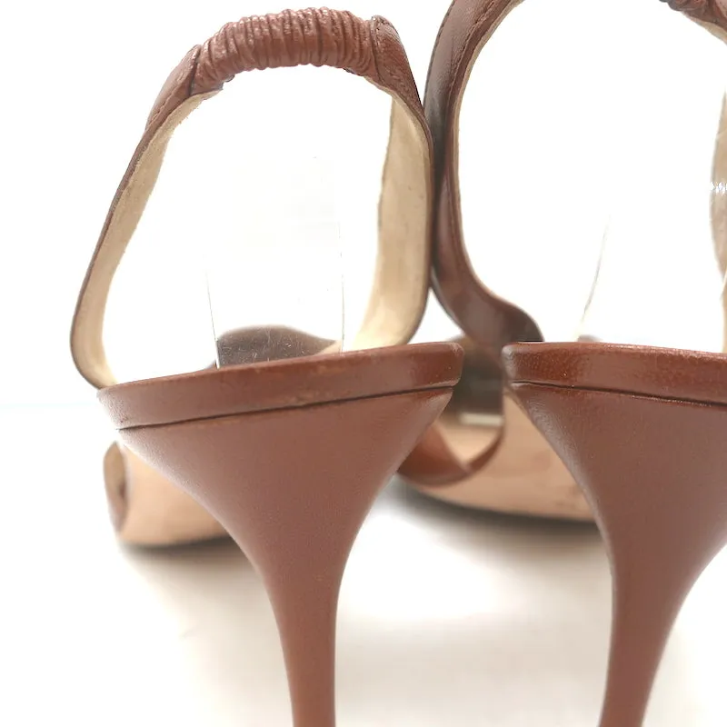 Manolo Blahnik Carolyne 90 Escarpins à Bride Arrière Cuir Marron Taille 42
