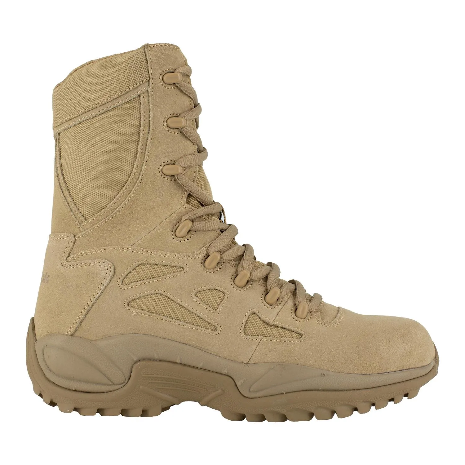 Botte militaire Rapid Response Rb 8 pouces à bout souple et fermeture éclair latérale, couleur sable désert