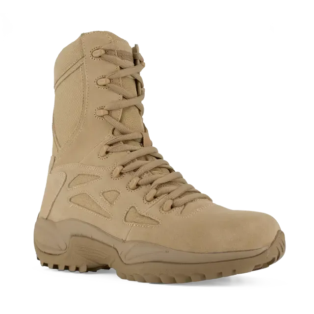 Botte militaire Rapid Response Rb 8 pouces à bout souple et fermeture éclair latérale, couleur sable désert