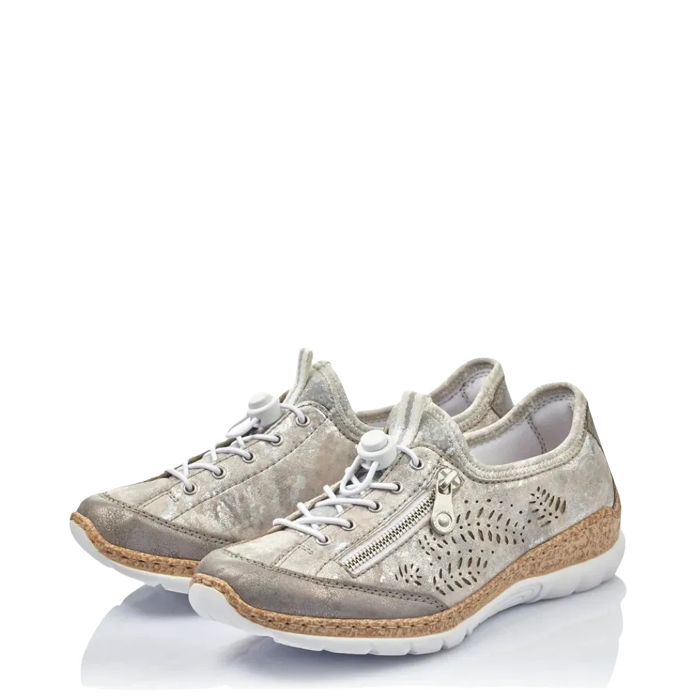 Rieker Chaussures de Sport Femme Nikita K6 à Fermeture Éclair Latérale en Gris