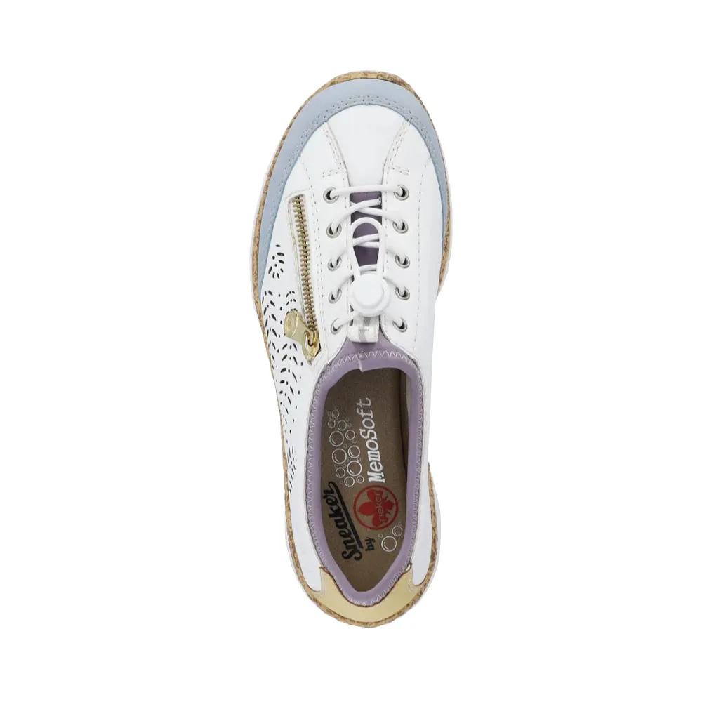 Rieker Femme Nikita K6 Baskets à Fermeture Éclair Latérale en Blanc