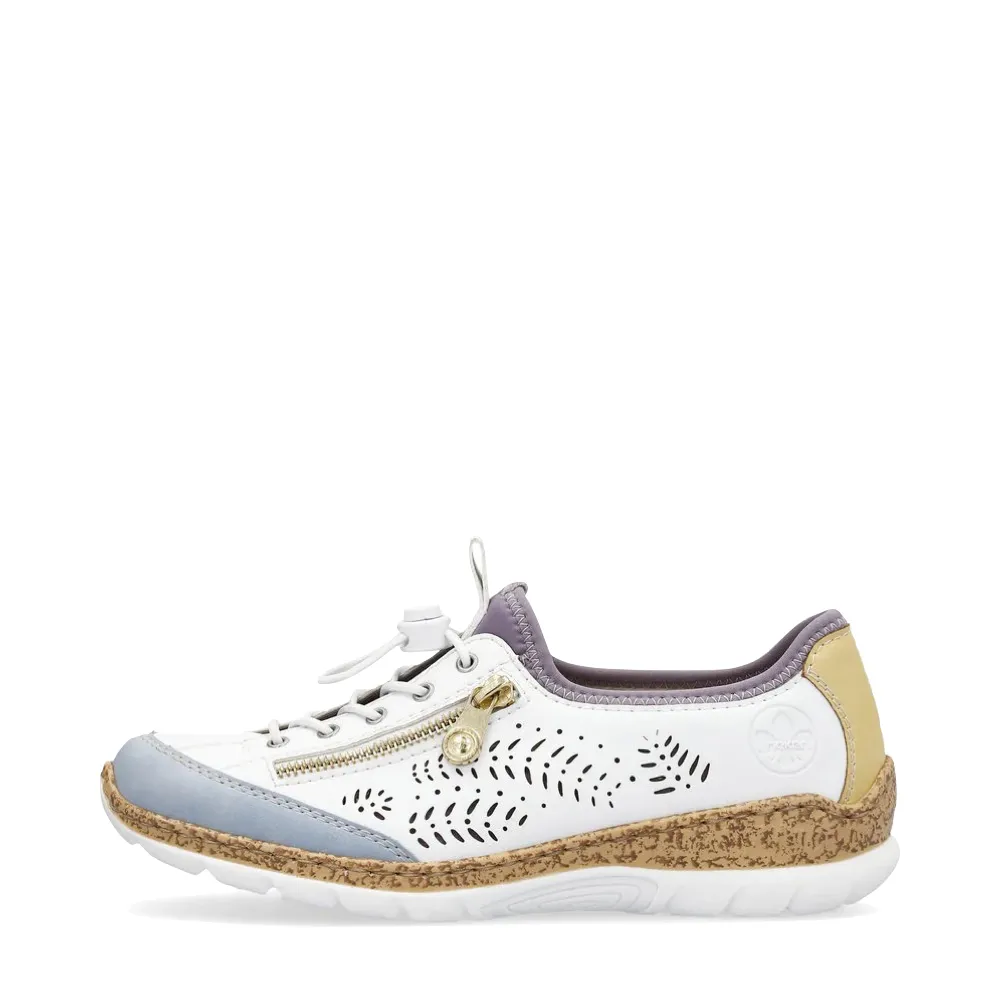 Rieker Femme Nikita K6 Baskets à Fermeture Éclair Latérale en Blanc