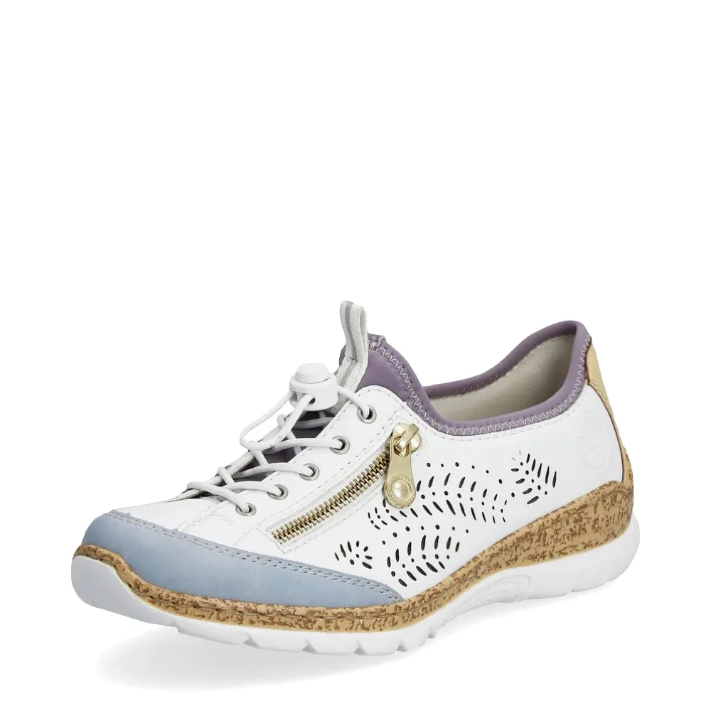 Rieker Femme Nikita K6 Baskets à Fermeture Éclair Latérale en Blanc