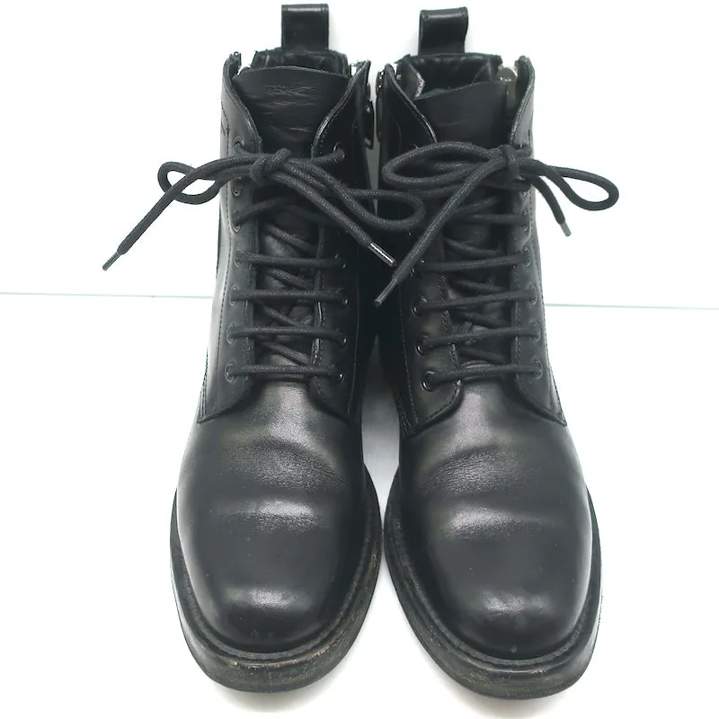 Bottes de combat Ranger à fermeture éclair Saint Laurent en cuir noir Taille 38.5 Bottes plates à la cheville