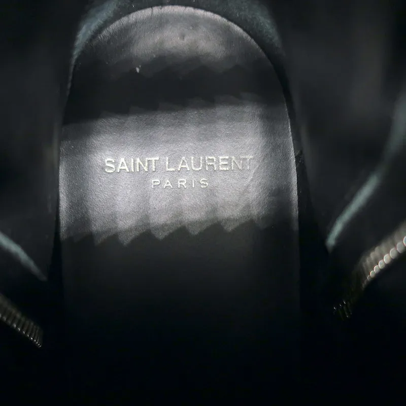 Bottes de combat Ranger à fermeture éclair Saint Laurent en cuir noir Taille 38.5 Bottes plates à la cheville