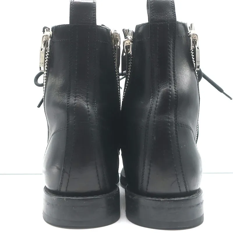 Bottes de combat Ranger à fermeture éclair Saint Laurent en cuir noir Taille 38.5 Bottes plates à la cheville