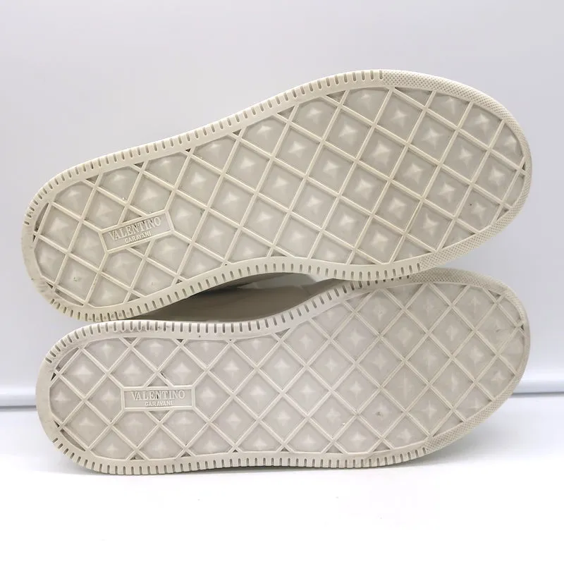 Valentino One Stud Sneakers Basses en Cuir Blanc & Or Taille 35.5