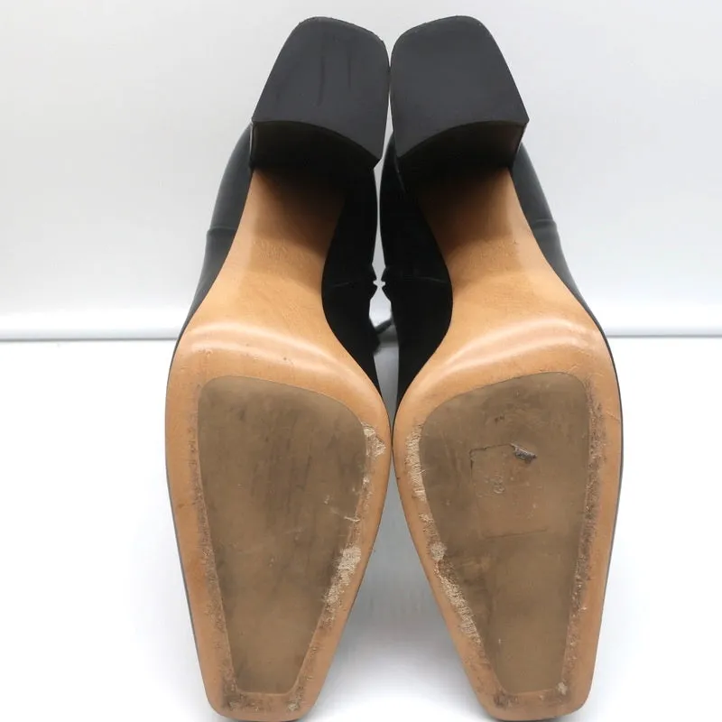 Bottes Valentino Rockstud à embout mi-mollet en cuir noir taille 38 à talon haut