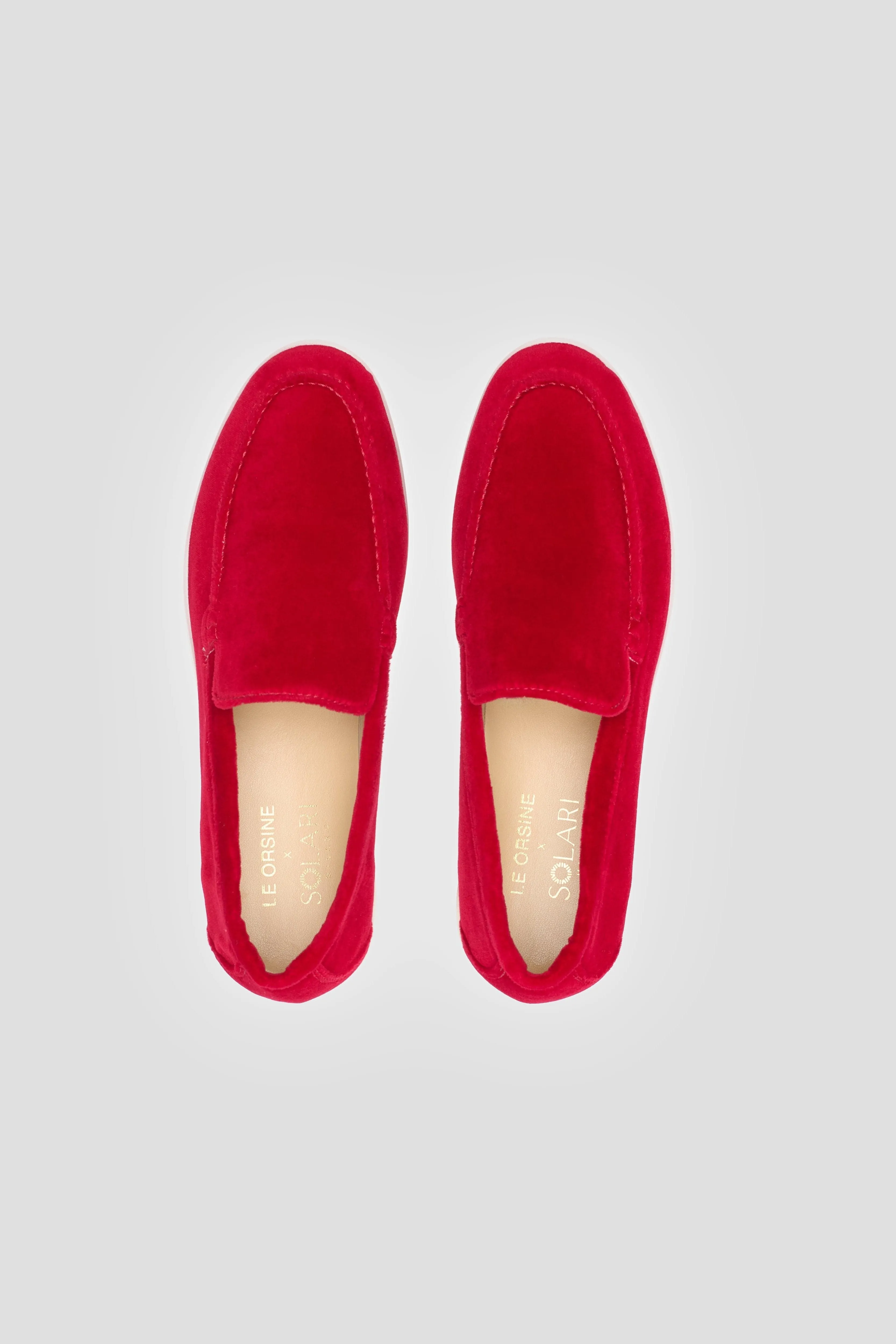 Mocassins en Velours Végétalien pour Femme | Rouge