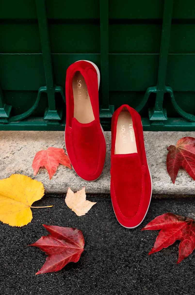 Mocassins en Velours Végétalien pour Femme | Rouge