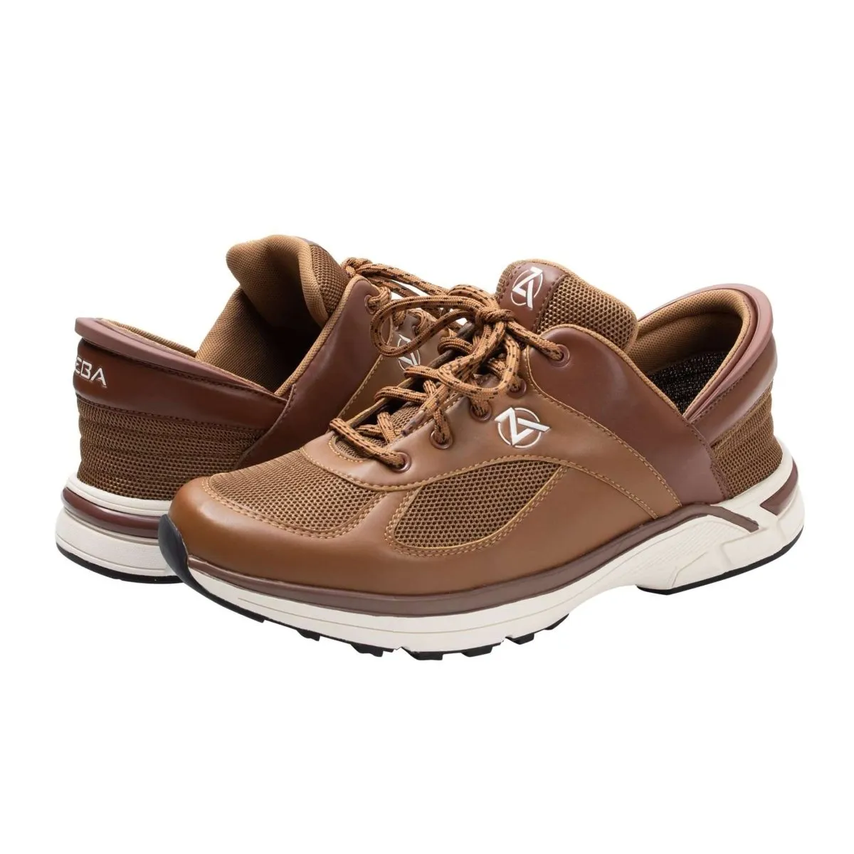 Zeba Chaussures Hommes Marron en Cuir et Mesh à Enfiler